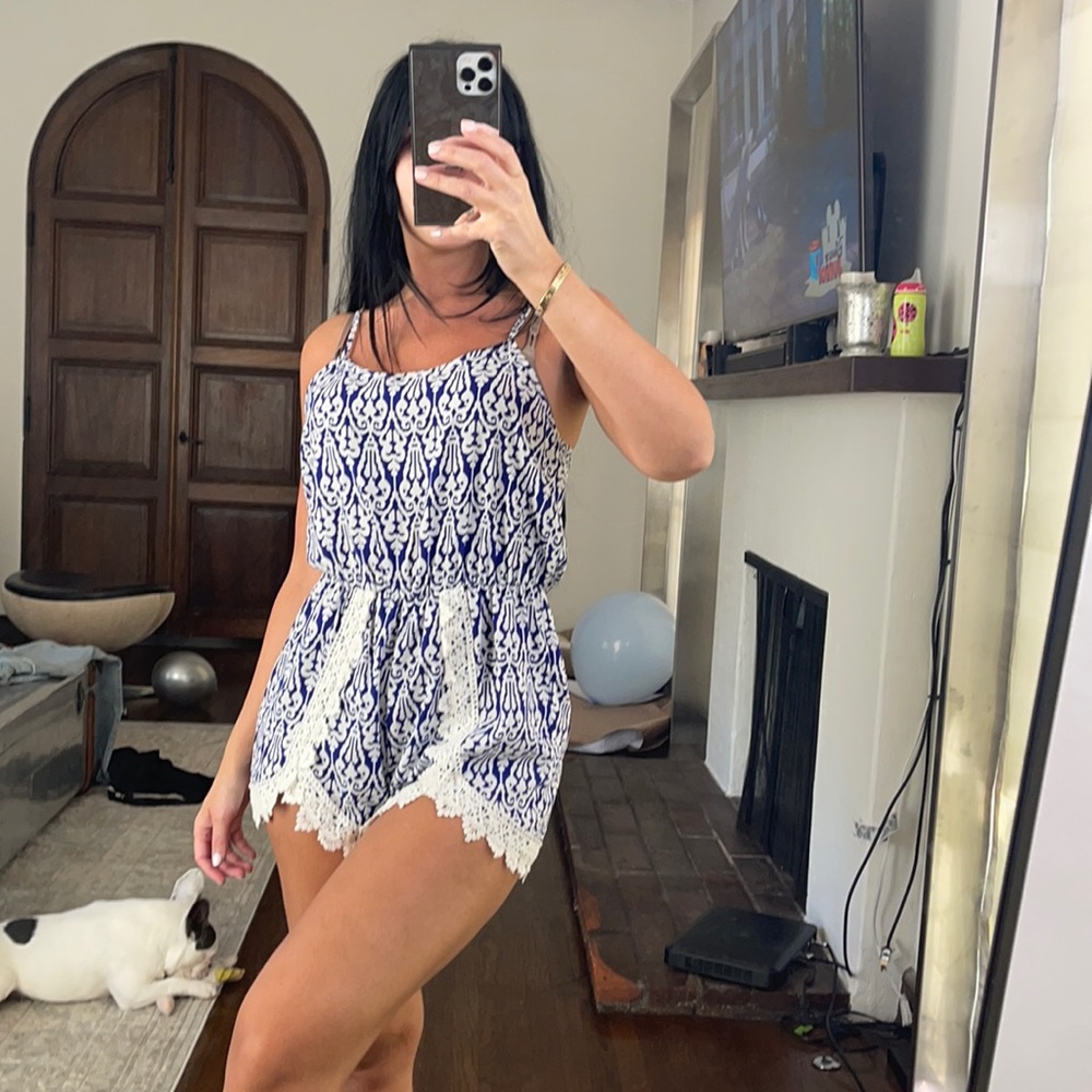 White and blue romper